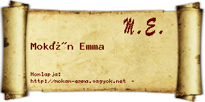 Mokán Emma névjegykártya